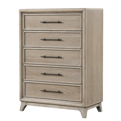 Transitional Style 1pc Chest Metal Handle Angled Legs English Dovetail Drawers Ball Bearing Glides Oak Finish Bedroom Furniture
