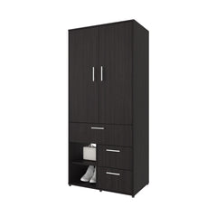 FM FURNITURE Care Free Multi-Storage Wardrobe with Rod and Shelving, Wenge