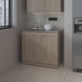 Haivana Utility Sink Base Cabinet with Double Doors and Interior Shelf, White Oak