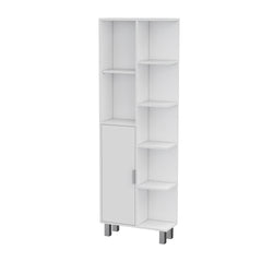 FM FURNITURE Quimby Linen Cabinet, with 1 door and 9 shelves, White