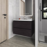 Smoot Floating Vanity with Two Drawers and Sink, Wengue