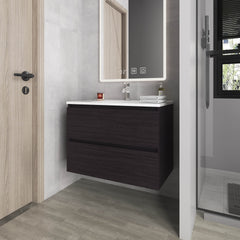 Smoot Floating Vanity with Two Drawers and Sink, Wengue