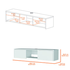 Tabor Floating TV Stand, Wall Unit with 2 Doors and Open Shelf