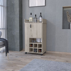 Farson Bar Cart with 2-Side Shelf, 6-Built In Wine Rack and Casters