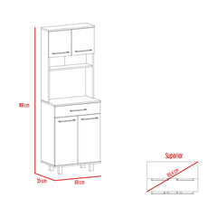 Bay Area Pantry, Two Door Cabinets, One Drawer, Four Adjustable Metal Legs