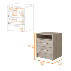Philadelphia Nightstand, Two Drawers, Concealed Shelf