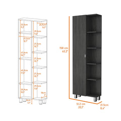 Los Angeles Linen Cabinet, Five Shelves, One Cabinet, Divisions