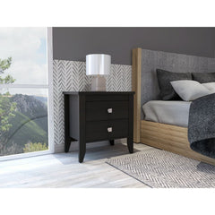 Breeze Four-Legged Modern Bedroom Nightstand, with Two Drawers