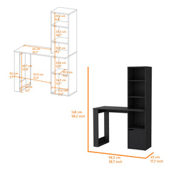 Anson Computer Desk with 4-Tier Bookcase and 1-Door Cabinet