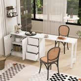 U_STYLE 89.7''Wooden Sideboard with Extendable Table,Multifunctional Storage Cabinet with 2 Doors and 3 Drawers,for Living Room,Study,Foyer and Kitchen