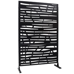 Outdoor & Indoor Privacy Screen Metal Privacy Screen 76" H×48" W, Freestanding Decorative Privacy Screen for Deck Balcony Patio, Privacy Fence Panels for Outside Lawn Garden PS109 BLACK