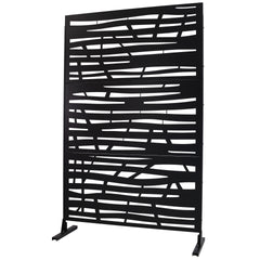 Outdoor & Indoor Privacy Screen Metal Privacy Screen 76" H×48" W, Freestanding Decorative Privacy Screen for Deck Balcony Patio, Privacy Fence Panels for Outside Lawn Garden PS109 BLACK