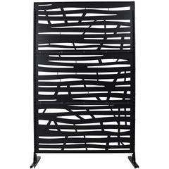 Outdoor & Indoor Privacy Screen Metal Privacy Screen 76" H×48" W, Freestanding Decorative Privacy Screen for Deck Balcony Patio, Privacy Fence Panels for Outside Lawn Garden PS109 BLACK