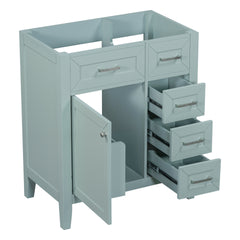30" Bathroom Vanity without Sink, Cabinet Base Only, Bathroom Cabinet with Drawers, Solid Frame and MDF Board, Green