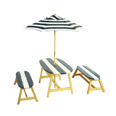 Naturally Playful Kids Picnic Table with Umbrella, Indoor/Outdoor Toys-Dark Blue