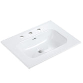 BB0924Y331, Integrated white ceramic basin with three predrilled faucet holes, drain assembly NOT included