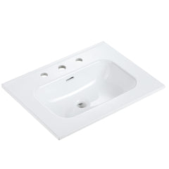 BB0924Y331, Integrated white ceramic basin with three predrilled faucet holes, drain assembly NOT included