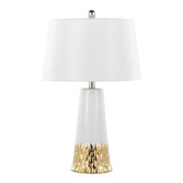 Penelope 22" Contemporary Ceramic Table Lamp with White & Gold Ceramic Body and White Shade by LumiSource