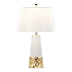 Penelope 22" Contemporary Ceramic Table Lamp with White & Gold Ceramic Body and White Shade by LumiSource