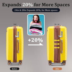 Luggage Sets 4 Piece(14/20/24/28), Expandable Lightweight Suitcase with 4 Double 360 Degrees Mute Spinner Wheels PP Materials Durable TSA Lock Travel Luggage