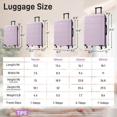 Hardshell Luggage Sets 6 Piece with 2 Bags,Carry on Suitcase with Handle Password Lock Double Spinner Wheels, Lightweight 16"+20"+24"+28" Luggages
