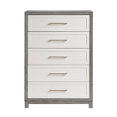 Five Drawers Chest Ivory and Gray Finish Bedroom Furniture 1pc