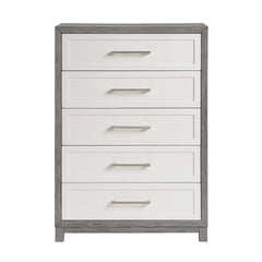 Five Drawers Chest Ivory and Gray Finish Bedroom Furniture 1pc