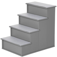PawHut Pet Stairs, Small Pet Steps with Cushioned Removable Covering for Dogs and Cats Up To 22 Lbs., Grey