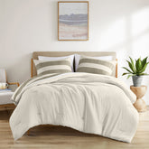 3-Piece Full/Queen Stripe Textured Print Comforter Set,Neutral
