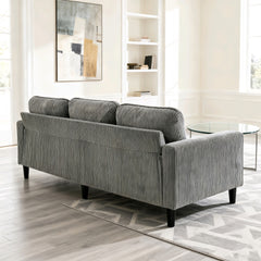 light grey color knock down 3-seat combo sofa with storage ottoman for living room apartment bedroom and compact room, Upholstered sectional Couch, L Shaped Bench with a footrest, a individual storage