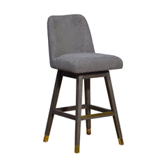 Ralena Swivel Bar Stool in Gray Oak Wood Finish with Gray Boucle Fabric
