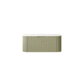 DINA 36'' Wall Mounted Cabinet, with Carrara White Artificial Marble Countertop and Drawer, NO Basin, NO Faucet, Light Green Color
