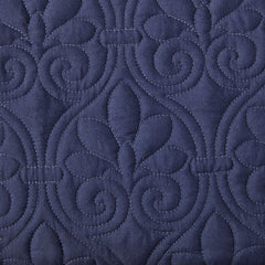 3 Piece Split Corner Pleated Quilted Bedspread Navy King