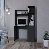 Wenge 3-Tier Storage Shelves Computer Desk