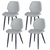 Light Grey Leather Dining Chair with Metal Legs, Shell Shape Upholstered Chair Set of 4 for Kitchen, Restaurant, Living, Meeting Roomwhite icon