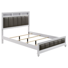 Talia White and Grey Upholstered Queen Panel Bed