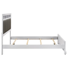 Talia White and Grey Upholstered Queen Panel Bed