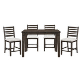 Classic 5pc Counter Height Dining Dark Espresso Finish Extendable Table and Chairs Set Upholstered Seat Wooden Dining Furniture