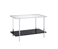 Angwin Mirrored Faux Marble & Chrome Console Table