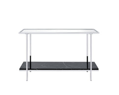 Angwin Mirrored Faux Marble & Chrome Console Table