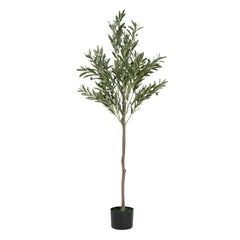 66" Artificial Olive Tree with Black Plastic Pot