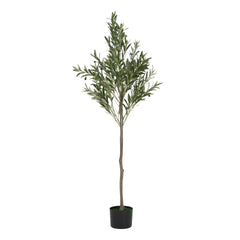 66" Artificial Olive Tree with Black Plastic Pot