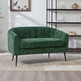 50.2'' Wide Upholstered Chenille Mini Loveseat Accent Couch, Modern Glam Small Settee with Metal Legs, Channel Tufted 2-Seater Sofa for Living Rooms Bedrooms Dorm Studio Office Small Spaces, Green