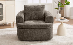 360° Swivel Sofa Chair Accent Barrel Chair 36.6" Swivel Round Chair with Dual-layer Cushion Design for Living Room, Bedroom, Office and Hotel, Brown
