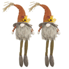 2pcs 5.5x3.5x20.5" Fabric Sitting Oranged Gnome With Maple Leaf On Hat, for Holiday Harvest Festival Fall Festival & Thanksgiving Table Decorations