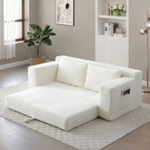 Memory Foam Cloud Loveseat Sofa, 2 in 1 Convertible Folding Couch Bed, No Assembly Compressed Corduroy Floor Lounge Sofa for Apartment Office Bedroom Living Room