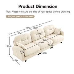 Three-Seate Modular Sectional Couch,Soft Chenille Fabric High-Density Foam,Tufted Cushion Backrest Design Ergonomic Design,Elegant Armrests,High Quality Wooden Base,Fits Bedrooms Living Rooms ,Beige