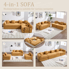 UNITED WE WIN convertible folding sofa bed, with fixed frame and pillow back handrail, cloud corduroy folding mattress sofa, folding memory foam bed in living room/dormitory/guest room/home office/apt