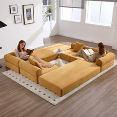 UNITED WE WIN convertible folding sofa bed, with fixed frame and pillow back handrail, cloud corduroy folding mattress sofa, folding memory foam bed in living room/dormitory/guest room/home office/apt