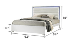 Olivia Contemporary Style Queen Bed Made with LED Headboard & Wood in White (NJ Inventory)